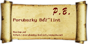 Porubszky Bálint névjegykártya