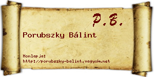 Porubszky Bálint névjegykártya