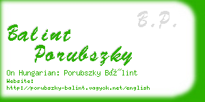 balint porubszky business card